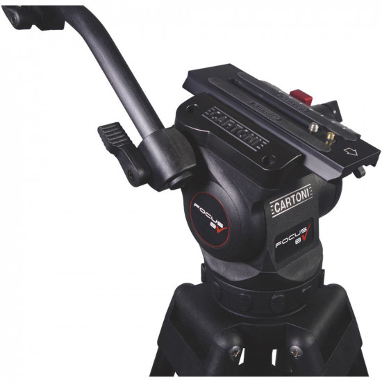 Cartoni Kit Video Focus 8 3-st StabilO CF System de cabezal y trípode de Fibra de Carbono de 75mm