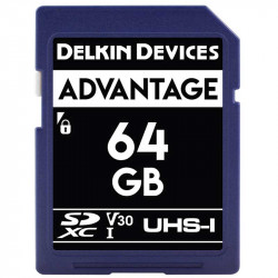 Delkin Devices Advantage SDXC 64GB V30 UHS-I U3 Lectura 90MB/s / 90MBs