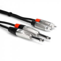 Hosa HPR-003X2 Cable 90cm Stereo Plug Rean mono 1/4" TS  a RCA Macho 