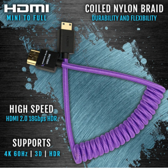 Kondor Blue Cable Mini HDMI a HDMI 30cm - 45cm coiled morado
