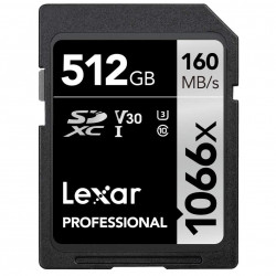 Lexar SDXC 512GB V30 UHS-I U3 Lectura 160MBs / 120MBs