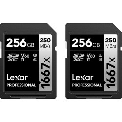 Lexar Pack 2 SDXC 256GB V60 4K UHS-II U3 Lectura 250MBs / 120MBs