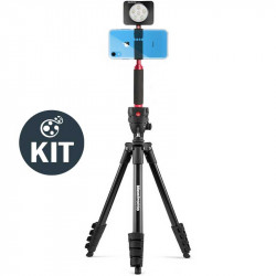 Manfrotto Kit Tripode Action con agarre Smartphone + Led Light 6 Leds 
