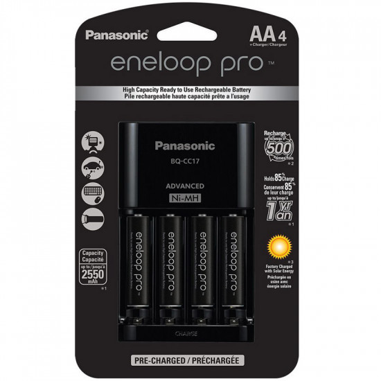 Panasonic Eneloop AA  4-Baterías Ni-MH con Cargador Advanced 2550 mAh 