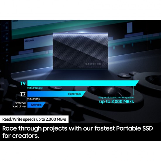 Samsung T9 SSD portátil USB 3.2 de 4TB (Negro)