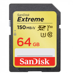SanDisk Extreme 64GB SDHC/SDXC Class 10 UHS-1 U3 V30 150MB/s L / 60MB/s E