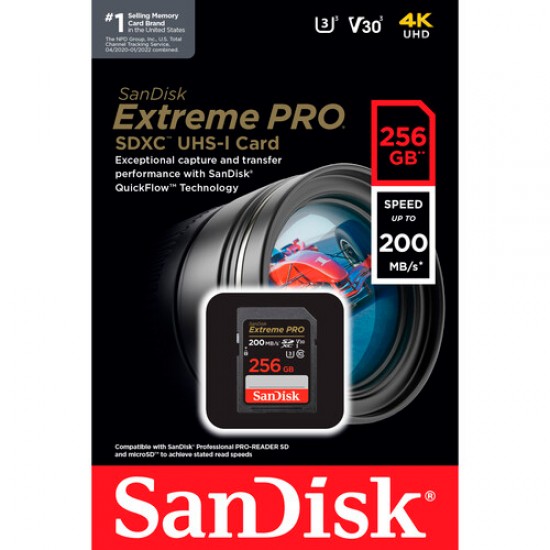 SanDisk SDHC/SDXC Extreme Pro 256 GB Class 10 UHS-1 U3 200MB/s