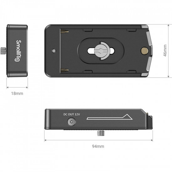 SmallRig 3018 Placa Adapter Lite de Batería NP-F con salida 7.4V y 12V