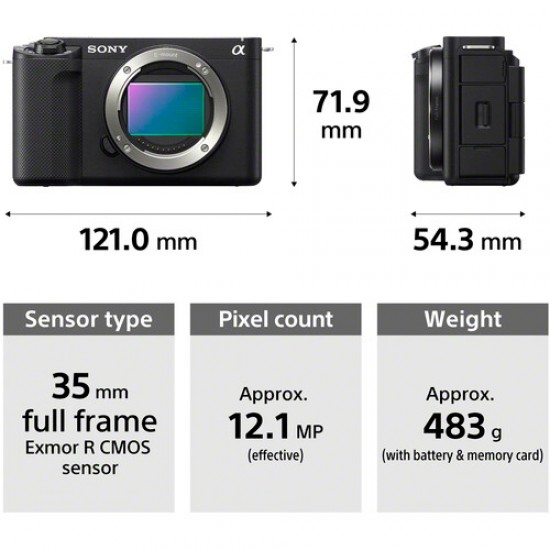 Sony Alpha ZV-E1 cámara de vlog sin espejo con lente intercambiable de  fotograma completo - cuerpo negro