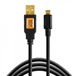 Tether Tools CU5430BLK Cable USB 2.0 A Male a Micro-B 5-Pin de 4.60mts Black