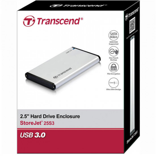 Transcend Carcasa Disco Duro / Disco Sólido 2.5” con puerto USB 3.0 (UASP)