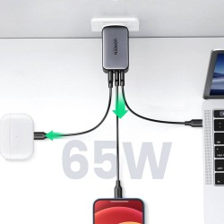Ugreen Cargador Nexode GaNPower 65W con 2 USB-C + 1 USB-A