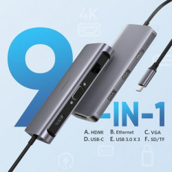 Ugreen 40873 Adaptador Multipuerto 9 en 1 USB-C 