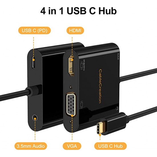 CableCreation Hub USB-C a HDMI + adaptador VGA (PD)