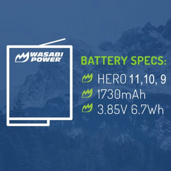 Wasabi Kit Baterías Enduro GoPro HERO12 /  HERO11 / HERO10 / HERO9