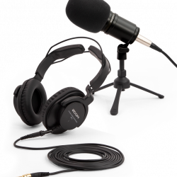 Zoom ZDM-1PMP Podcast Kit auriculares, paraviento y soporte de mesa